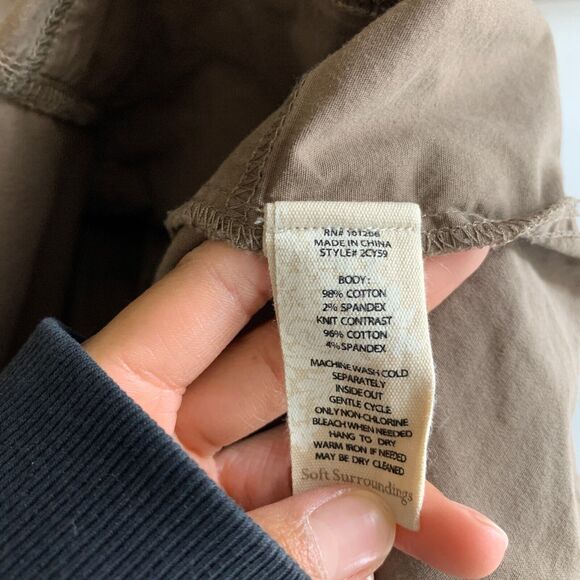 Soft Surroundings Jacket Women L Large Otter Full Zip Smocked Waist Stretch Side - Picture 10 of 12